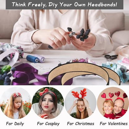 Wecoe Black Headbands for Women 16pcs 1 Inch Wide Satin Headbands | Great for daily wear, festive looks & DIY crafts - color: Set A