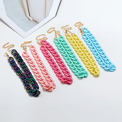 Fashion Multicolor Acrylic Figaro Chain Necklace Cuban Thick Chunky Resin Link Curb Chain Necklace for Women Girl Party Festival Jewelry - color: B green