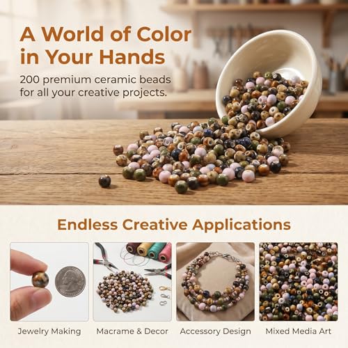 CZZZY Ceramic Beads,200Pcs Mixed Color Speckled Beads, 6mm Round Reactive Glaze Loose Beads for DIY Jewelry Making Bracelet Necklace Earring Craft Supplies - color: round