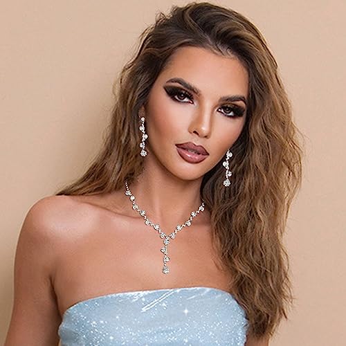 Sixexey Rhinestone Earrings Sparkly Bracelet Earring Party Prom Earrings Jewelry for Women - color: Silver
