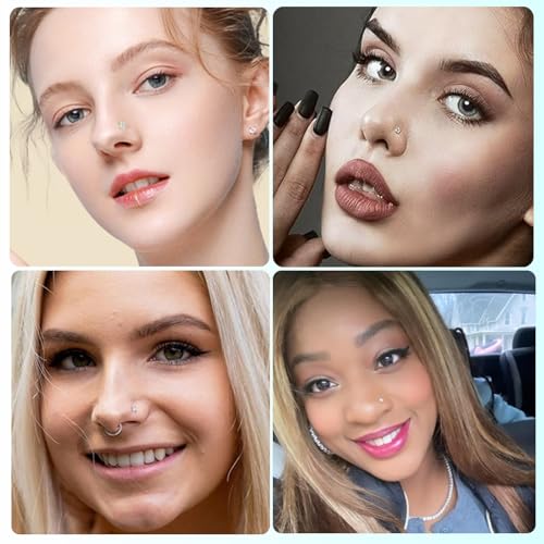 15PCS 14K Gold Plated Nose Rings Studs Set for New Piercing Beginners - color: Gold-18g 9pcs Hoops and Stud set