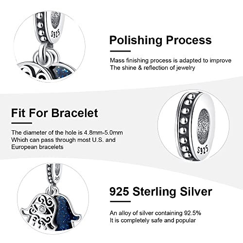 LNQOBU 925 Sterling Silver Charms for Bracelets Necklaces,5A Cubic Zirconias Evil Eye Dangle Beads Charms Jewelry Gift for Women (With one Spacer Beads Charms) - style: A-Evil eye Charm