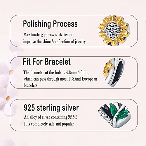 LNQOBU 925 Sterling Silver Charms for Bracelets Dangle Pendant fit Pandora Bracelets or Necklaces Jewelry Woman Gift Beads Charm (With one Spacer Beads) - style: A-Love hearts with floral bead charms