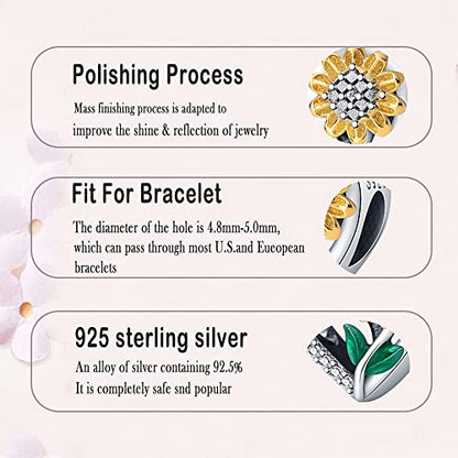 LNQOBU 925 Sterling Silver Charms for Bracelets Dangle Pendant fit Pandora Bracelets or Necklaces Jewelry Woman Gift Beads Charm (With one Spacer Beads) - style: A-Love hearts with floral bead charms