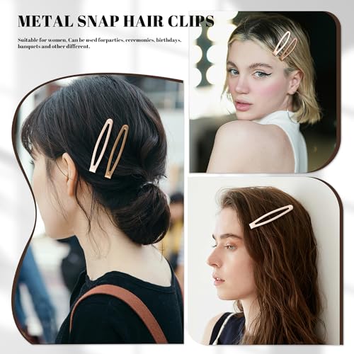 16 PCS Snap Hair Clips Metal Barrettes for Women Non Slip Barrettes for Thick and Thin Fine Hair,Bright Black Brown Beige,2.36 x 0.43 Inches. - color: Bright Black Brown Beige