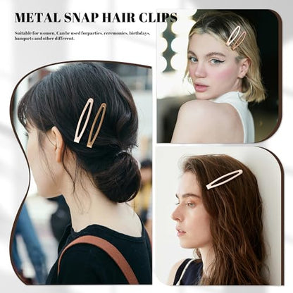 16 PCS Snap Hair Clips Metal Barrettes for Women Non Slip Barrettes for Thick and Thin Fine Hair,Bright Black Brown Beige,2.36 x 0.43 Inches. - color: Bright Black Brown Beige