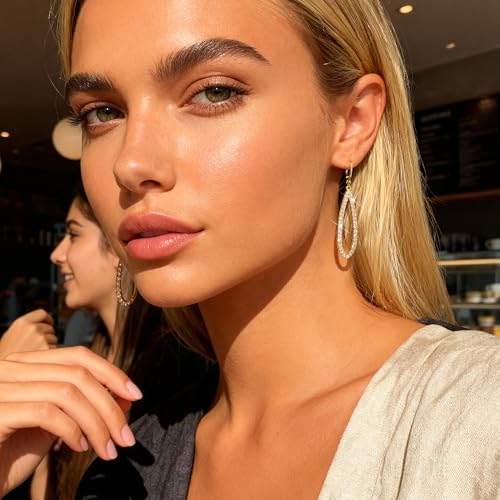 Teardrop Dangle Earrings for Women Cubic Zirconia Drop Leverback Earrings | Hypoallergenic Simulated Sparkly Teardrop Diamond Earrings Prom/Wedding/Evening Earring for Women Elegant Jewelry Gift - color: 14K Gold