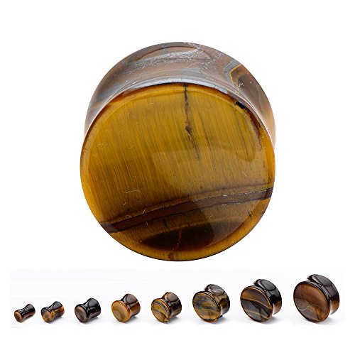 2Pairs Tiger Eyes & Green Jade Ear Plugs Natural Stone Gauges Tunnel Expanders Double Flared Body Piercings - style: 6mm(2G)