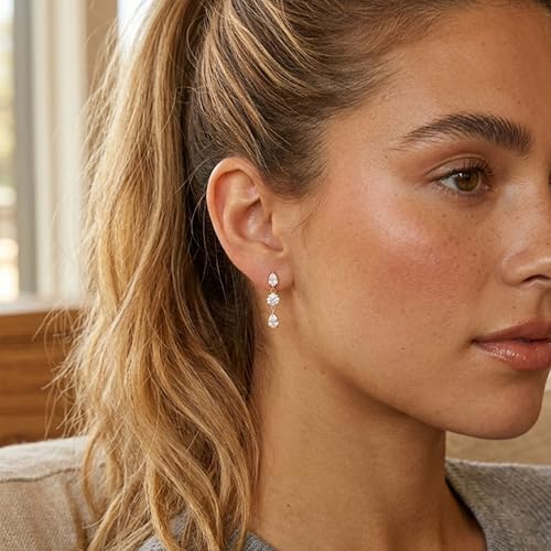Mchic Dangle Earrings for Women: 18K Gold Plated CZ Drop Earrings Dainty Trendy Hypoallergenic Teardrop Bridal Wedding Style, Sparkly Elegant Dangling Jewelry Gift for Women Bridesmaid Prom Formal - color: Style 4-Gold