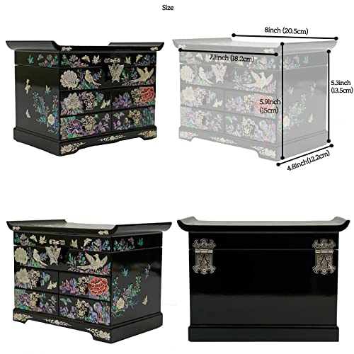 February Mountain Mother of Pearl Wooden Jewelry Organizer Box – Jewelry Storage Box for Women, Features Spacious Drawers, Ideal for Rings, Bracelets, Watches, Chains, Accessories (Peacock) - style: Peacock
