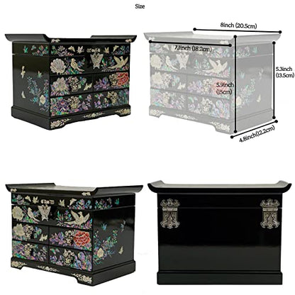February Mountain Mother of Pearl Wooden Jewelry Organizer Box – Jewelry Storage Box for Women, Features Spacious Drawers, Ideal for Rings, Bracelets, Watches, Chains, Accessories (Peacock) - style: Peacock