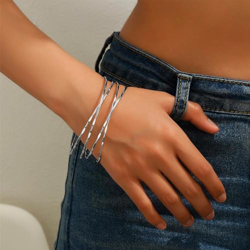 Harry and Henry Arm Cuff Gold Upper Arm Jewelry for Women Adjustable Open Cuff Bangle Bracelets Armband Jewelry Summer Outfits for Women 2026 - color: A:Silver Arm Cuff