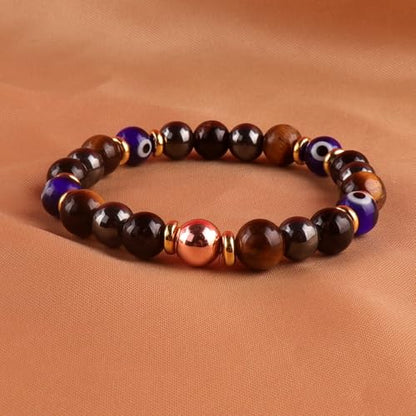 KSQS Healing Stone Bead Bracelet for Women, Natural Gemstones Balance Protection Bracelet, Spiritual Crystal Beads Bracelet Anxiety Relief with Meaning Card - color: Evil Eye Protection