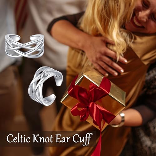 Celtic Knot/Celtic Knot/Bat/Filigree Viking Earrings 925 Sterling Silver Non Piercing Ear Cuff Earrings Cool Earring Cuff for Women Men - color: celtic-2