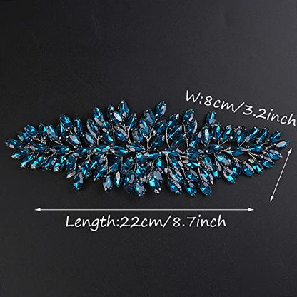JWICOS Bridal Headband Crystal Wedding Hair Vine Headpieces for Bride and Girls (Lake) - color: Lake