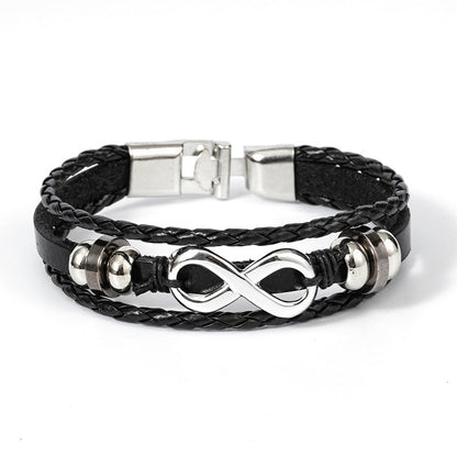 Black Braided Bracelets Unisex Endless Love Infinity Link Bracelets Fashion Braided Wristband Bangle Gift for Men Women