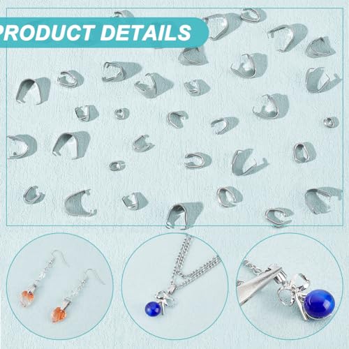 UNICRAFTALE 120Pcs 6 Styles Stainless Steel Pinch Clips Clasp Bail Snap On Bails Hook Pendant Clip Clasp Metal Connector Clasps Pendant Clasps for Neckalce Jewelry DIY Craft Making - color: Stainless Steel Color