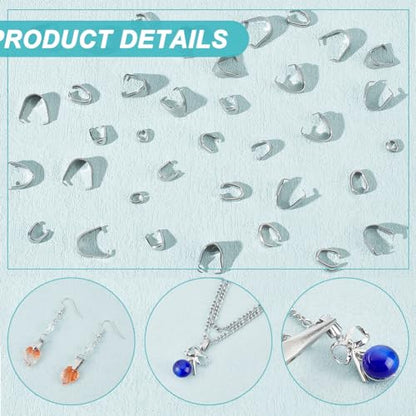 UNICRAFTALE 120Pcs 6 Styles Stainless Steel Pinch Clips Clasp Bail Snap On Bails Hook Pendant Clip Clasp Metal Connector Clasps Pendant Clasps for Neckalce Jewelry DIY Craft Making - color: Stainless Steel Color