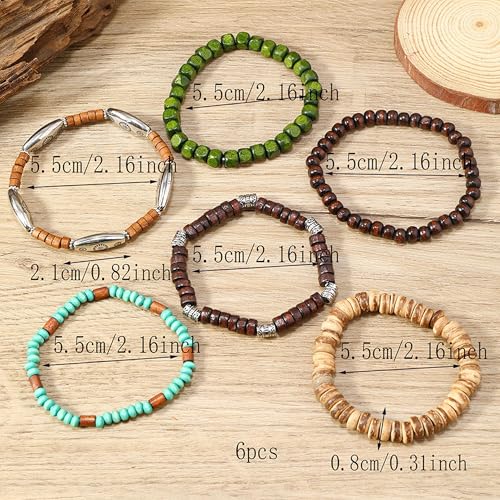 Long tiantian Boho Bracelets for Women Stackable Wooden Bracelet Western Beaded Bracelet Stack Boho Fashion Trendy Jewelry Gifts - color: A4:boho bracelets