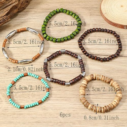 Long tiantian Boho Bracelets for Women Stackable Wooden Bracelet Western Beaded Bracelet Stack Boho Fashion Trendy Jewelry Gifts - color: A4:boho bracelets