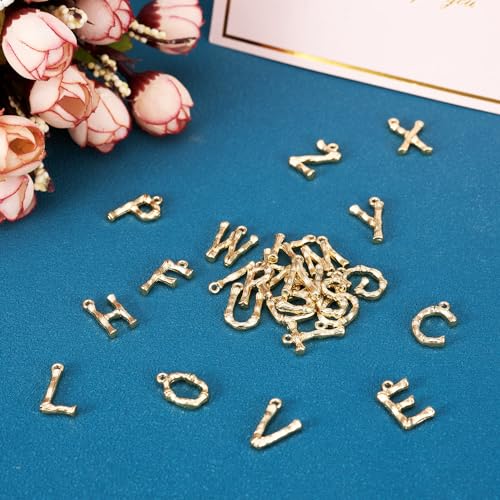 Craftdady Letter Charms Capital Pendants Mixed A-Z Initial Letter Number Charms DIY Bracelet Necklace Pendants for Jewelry Making, Gold, Antique Silver, Platinum - color: 18K Gold A
