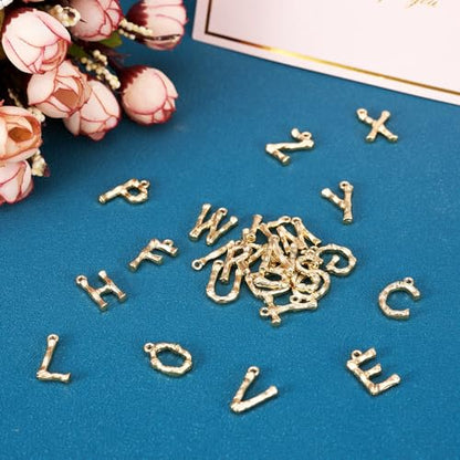Craftdady Letter Charms Capital Pendants Mixed A-Z Initial Letter Number Charms DIY Bracelet Necklace Pendants for Jewelry Making, Gold, Antique Silver, Platinum - color: 18K Gold A