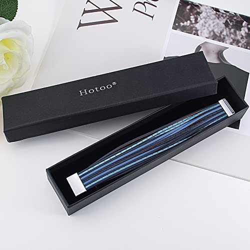 hotoo Leather Wrap Bracelet for Women - color: Dark Blue Leather Bracelets
