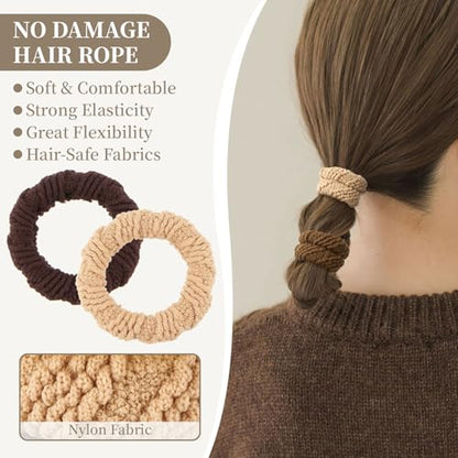 QIUTIMIY 10 Pcs No Damage Hair Ties Thick Hair Elastic Rubber Bands Hair Accessories Scrunchies Seamless for Women - color: Style 10