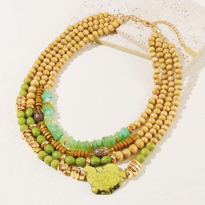 Turquoise Jewelry for Women Chunky Beaded Necklaces Boho Statement Necklace Layered Turquoise Necklaces for Women Fashion Gift - color: Green