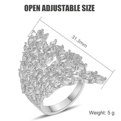 18K Gold Plated Rings for Women and Teen Girls Non Tarnish Cubic Zirconia Fidget Ring Butterfly/Snake/Mesh/Cross/Crown Knuckle Ring Open Adjustable Statement Stacking Chunky Rings - color: Silver Wheat Ears