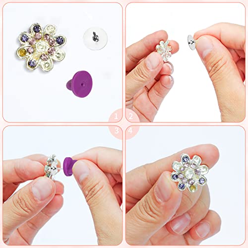 400pcs PVC Rubber Pin Backs Heliltd Butterfly Clutch Pins Tie Tacks Blank Pins for Uniform Badges Backing Holder Clasp Lapel Pin Enamel Pins(200 Sets) - color: purple