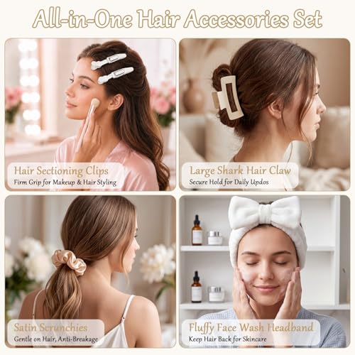 20 Pcs Gift Basket for Women Hair Care Pack Includes Self Care Beauty Set Hair brush Set for Women, Mom Friend Sister Wife Grandma Girlfriend Daughter (White) - color: White