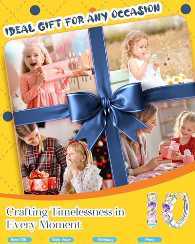 925 Sterling Silver Post Small Hoop Earrings For Girls - Hypoallergenic Huggie Earrings for Women Cute Heart Flowers Butterfly Star Cubic Zirconia Cartilage Earrings For Sensitive Ears 4Pairs - color: White