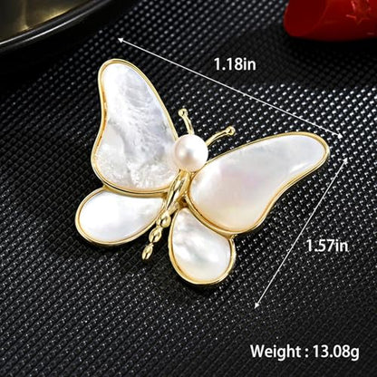 HETICA Animal Brooch for Women, Funny and Cute Flower Brooch Safety Pins Clothing Backpack Hat Decoration Enamel Pins Fashion Women Brooches and Pins Jewelry - style: Mother-of-Pearl Butterfly