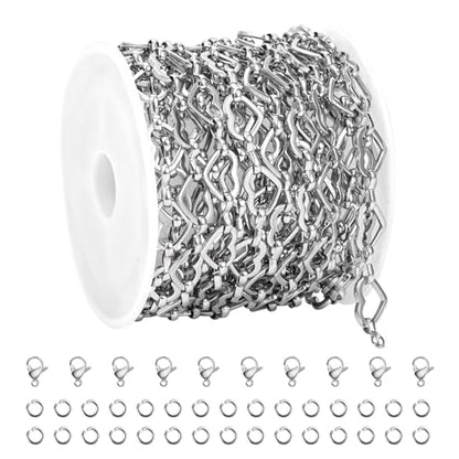 UMAOKANG 3 Meters Heart Chain for Jewelry Making Stainless Steel Chain Roll with Jewelry Supplies Findings Women Necklace Bracelet DIY - color: Heart Silver