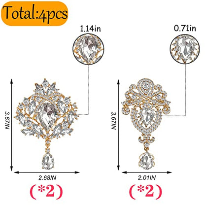 Yhsheen Rhinestone Brooches Crystal Brooch Pins, Pearl Crystal Wedding Bouquet kit Set - color: Gold-4pcs