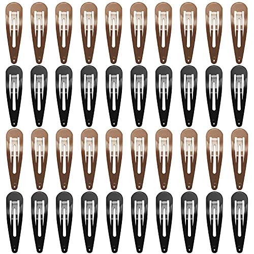 Women Hair Clips, Funtopia 40 Pcs 7cm/2.8 Inch Long No Slip Metal Hair Clip | Large Snap Hair Clips Barrettes Hairpins for Thick Hair (Brown, Black) - color: b.Black&Brown