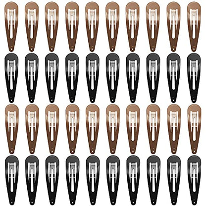 Women Hair Clips, Funtopia 40 Pcs 7cm/2.8 Inch Long No Slip Metal Hair Clip | Large Snap Hair Clips Barrettes Hairpins for Thick Hair (Brown, Black) - color: b.Black&Brown