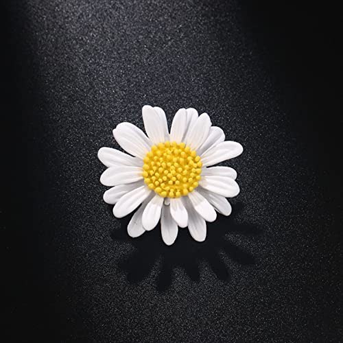 Multicolor Cute Daisy Flower Brooch Pins, Plant Sunflower Suit Lapel Pin,Pink Yellow White Sun Flower Dress Neckline Pin Enamel Charm Daisy Coat Collar Brooch for Women Girls Men Jewelry Gifts - color: C white