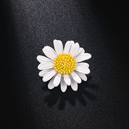 Multicolor Cute Daisy Flower Brooch Pins, Plant Sunflower Suit Lapel Pin,Pink Yellow White Sun Flower Dress Neckline Pin Enamel Charm Daisy Coat Collar Brooch for Women Girls Men Jewelry Gifts - color: C white