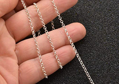 925 Sterling Silver necklace 1.5MM 2MM 2.5MM Circle Rolo Link Chain Necklace- Belcher Chain Rolo Link Necklace For Women, Necklace for Pendant,16,18,20,24,30