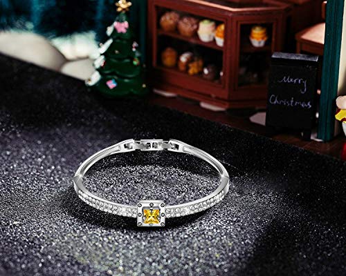 Fasion Jewelry Spiritual Guidance Bangle Bracelets For Women 18K Gold Plating Adjustable Bracelets with Crystal for Wife Girlfriend or Mothers, - color: Yellow
