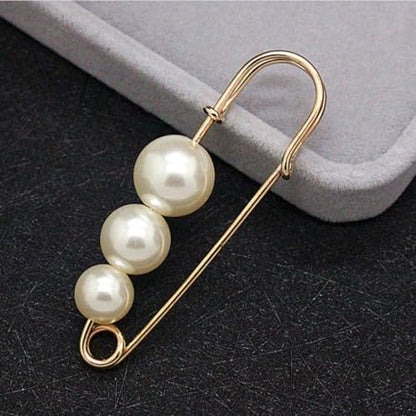 Healifty 3pcs Pearl Brooch Pins for Women Sweater Shawl Clips with Faux Pearl Beads, Easy to Open and Close, Fashion Jewelry Pins for Prom and Party Accessories