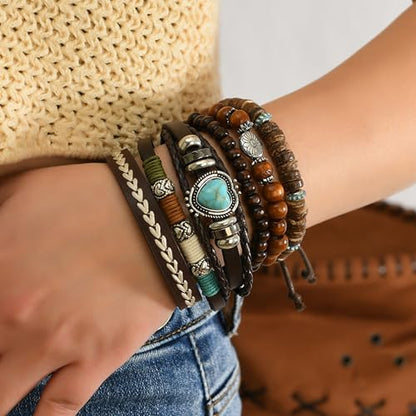Long tiantian Boho Bracelets for Women Stackable Wooden Bracelet Western Beaded Bracelet Stack Boho Fashion Trendy Jewelry Gifts - color: A1:boho bracelets