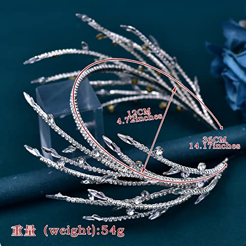 JHOO Wedding Rhinestone Hair Accessories Bridal Headband Silver Unique Shape Hairband Suitable for Women and Brides Crystal Headwear