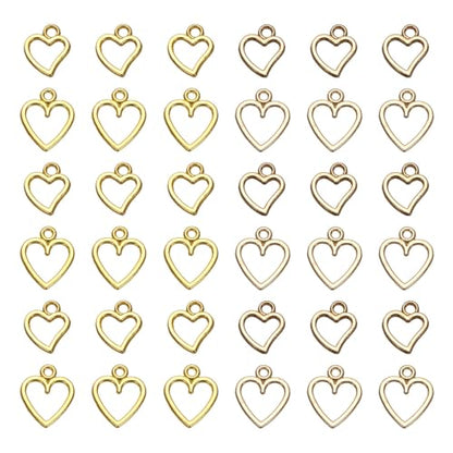 MECCANIXITY Heart Charm, Alloy Love Heart Pendants Valentines Love Dangle Connector Charm Bulk for Jewelry Making Necklace Bracelet Earrings, Cyan - color: Gold/ Light Gold