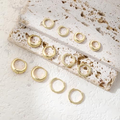 Wgoud Small Gold Hoop Earrings Set for Women, 6 Pairs 14K Gold Plated Hypoallergenic Lightweight Huggie Hoops Earrings, Trendy Cartilage Cubic Zirconia Earrings for Women Gifts. - color: 01Gold