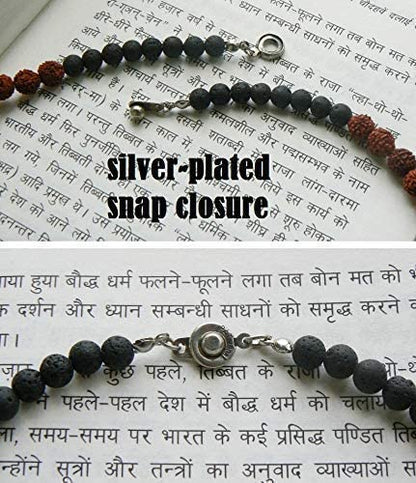 Energized Rudraksha Shiva Necklace - HANDMADE, Hindu Meditation Mala with Original 5 and 3 Mukhi Face Rudraksh Beads, Negative Energy Protection Jewelry for Men and Women