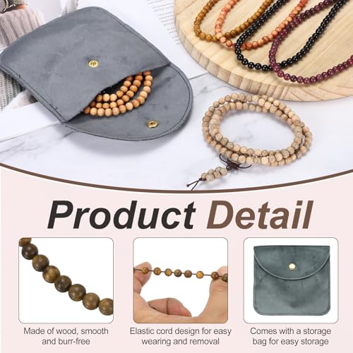MECCANIXITY Prayer Beads Bracelet, Natural Wooden Bead Mala Bracelets Link Wrist Men Women Beaded Stretch Crafts Bangle - color: Green Sandalwood Color