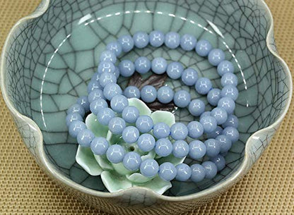 Angelstones Gemstones 8mm Round Beads Healing Crystal Bracelet for women | Natural Gemstone, Handmade Gifts for Women, Healing Crystal Round Beaded Stretch Bracelets, Unisex Jewelry for Women and Men - color: Blue Angelite